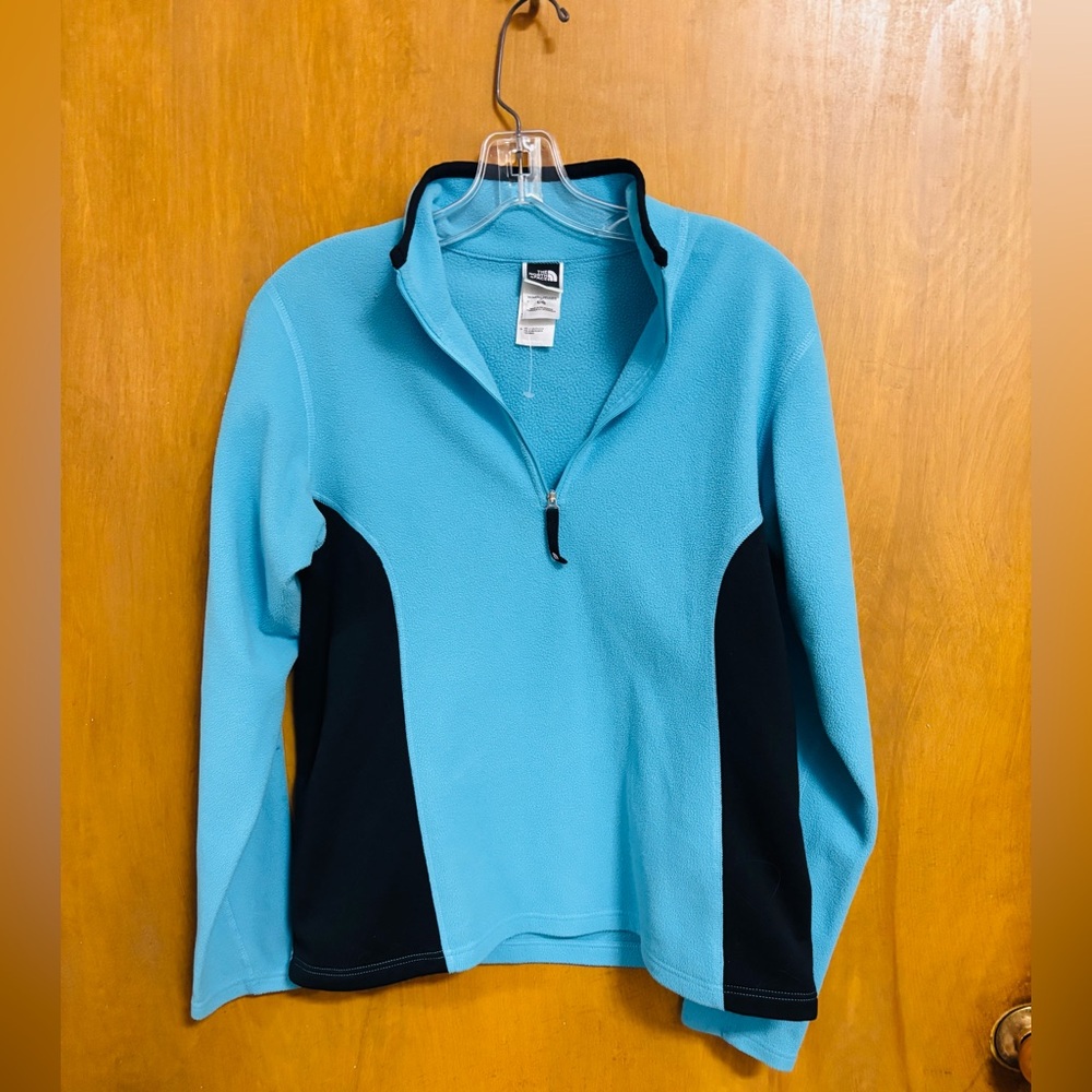 THE NORTH FACE, Blue and Black Half-Zip Pullover, Size Large